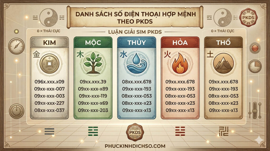 Danh sách số điện thoại hợp mệnh theo PKDS