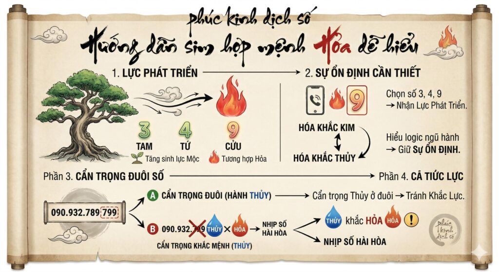 Hướng dẫn sim hợp mệnh Hỏa dễ hiểu