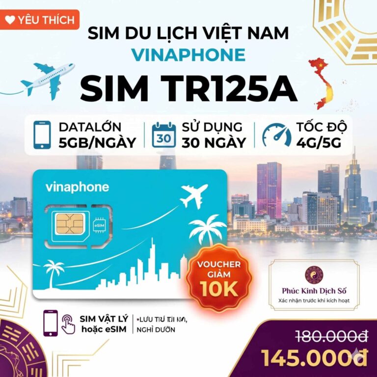 Sim du lịch Vinaphone TR125A 5GB/ngày dùng 30 ngày