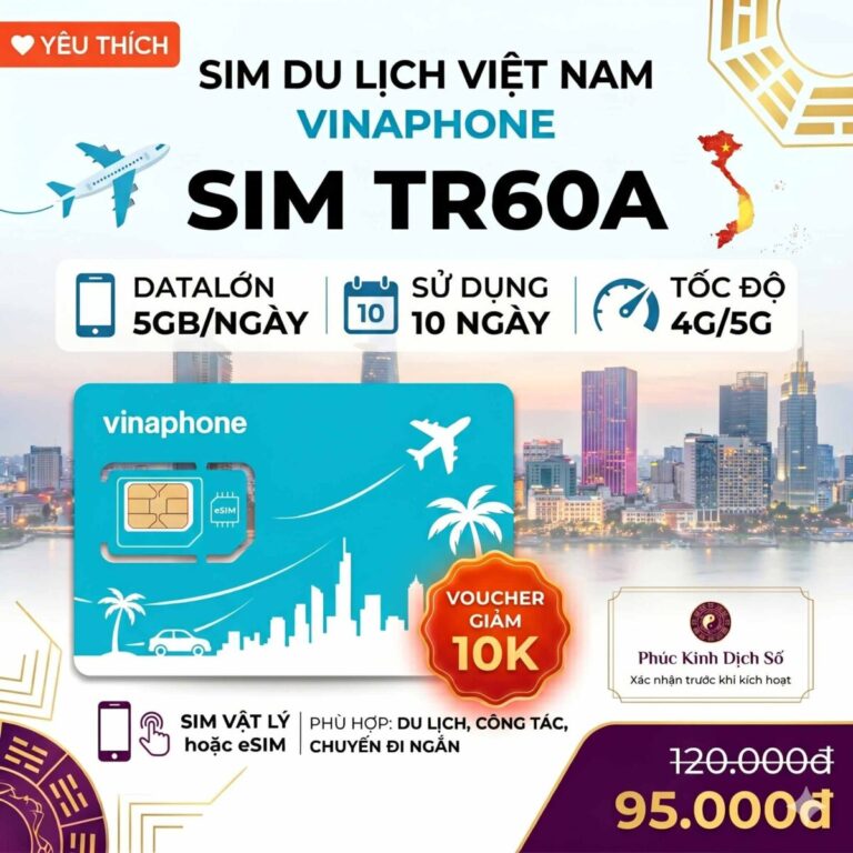 Sim du lịch Vinaphone TR60A 5GB/ngày dùng 10 ngày