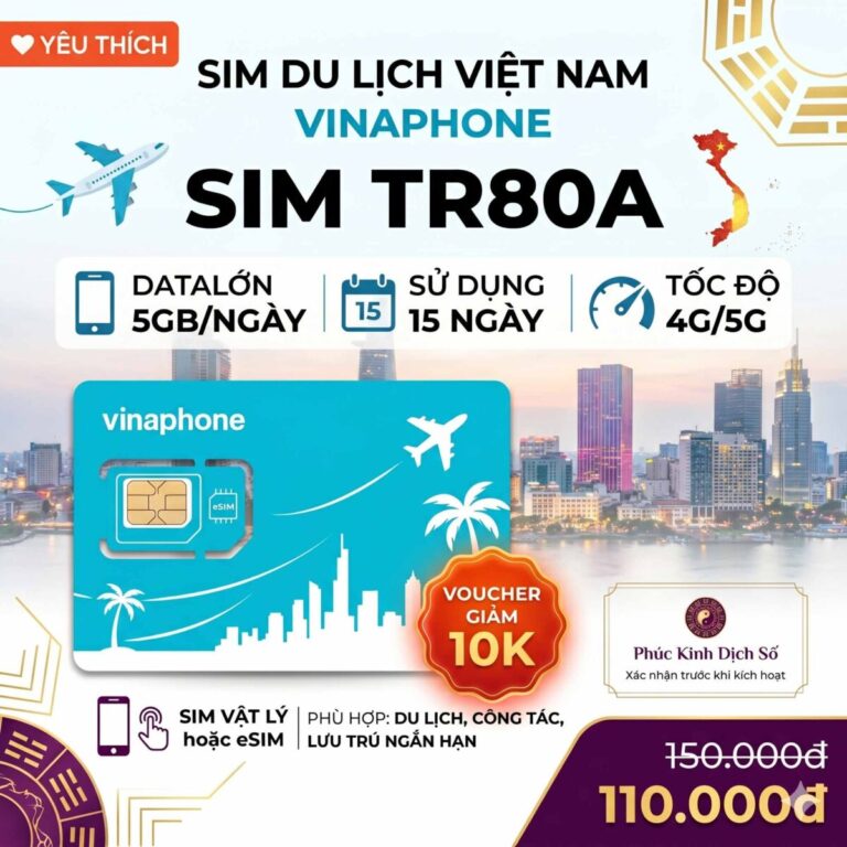 Sim du lịch Vinaphone TR80A 5GB/ngày dùng 15 ngày