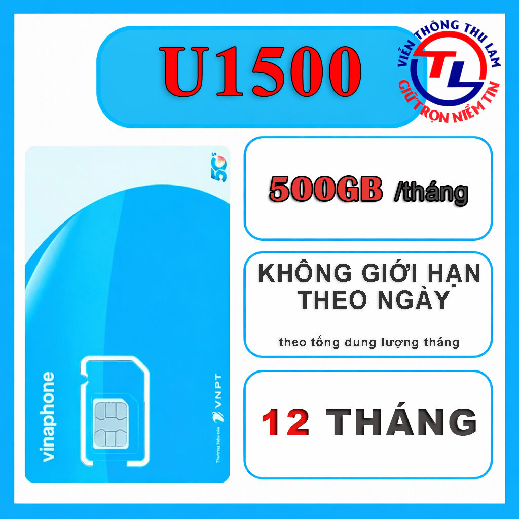 Sim 5G Vinaphone U1500 500GB/tháng