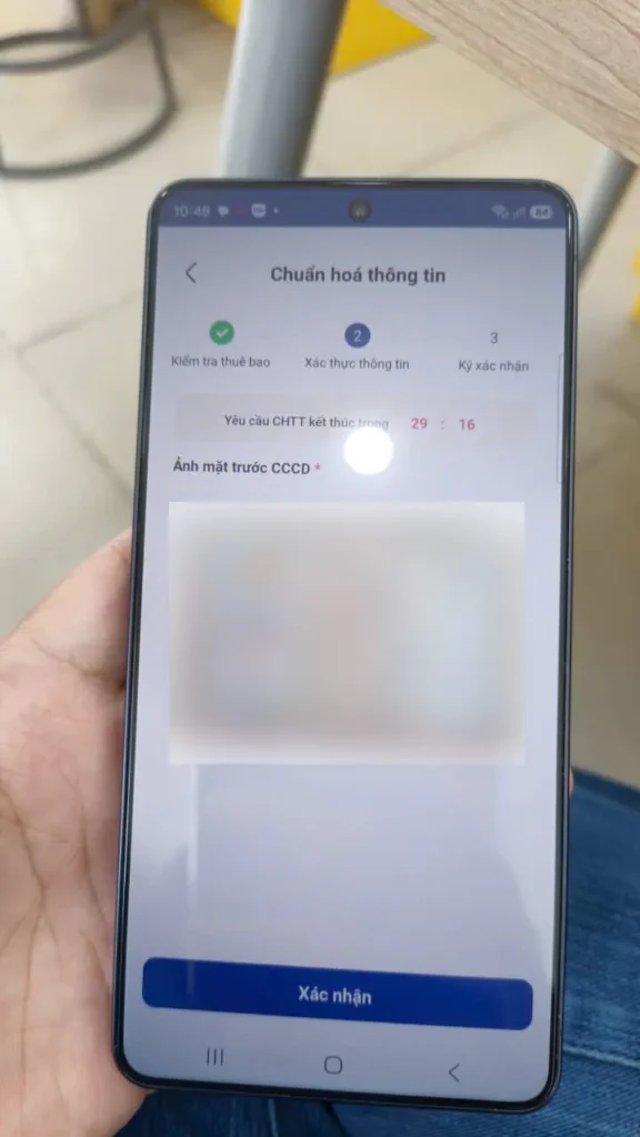 Xác nhận ảnh mặt trước CCCD trên ứng dụng My MobiFone