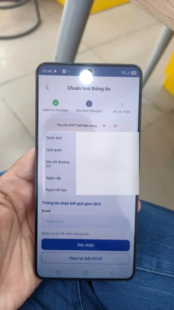 Kiểm tra thông tin nhận diện từ CCCD trên ứng dụng My MobiFone