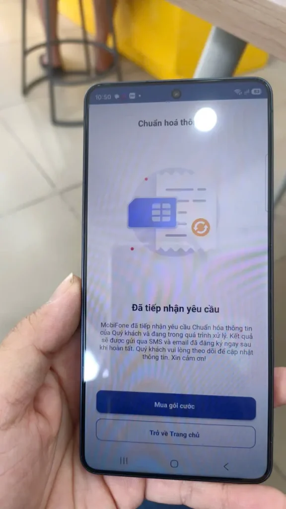 MobiFone đã tiếp nhận yêu cầu trên ứng dụng My MobiFone