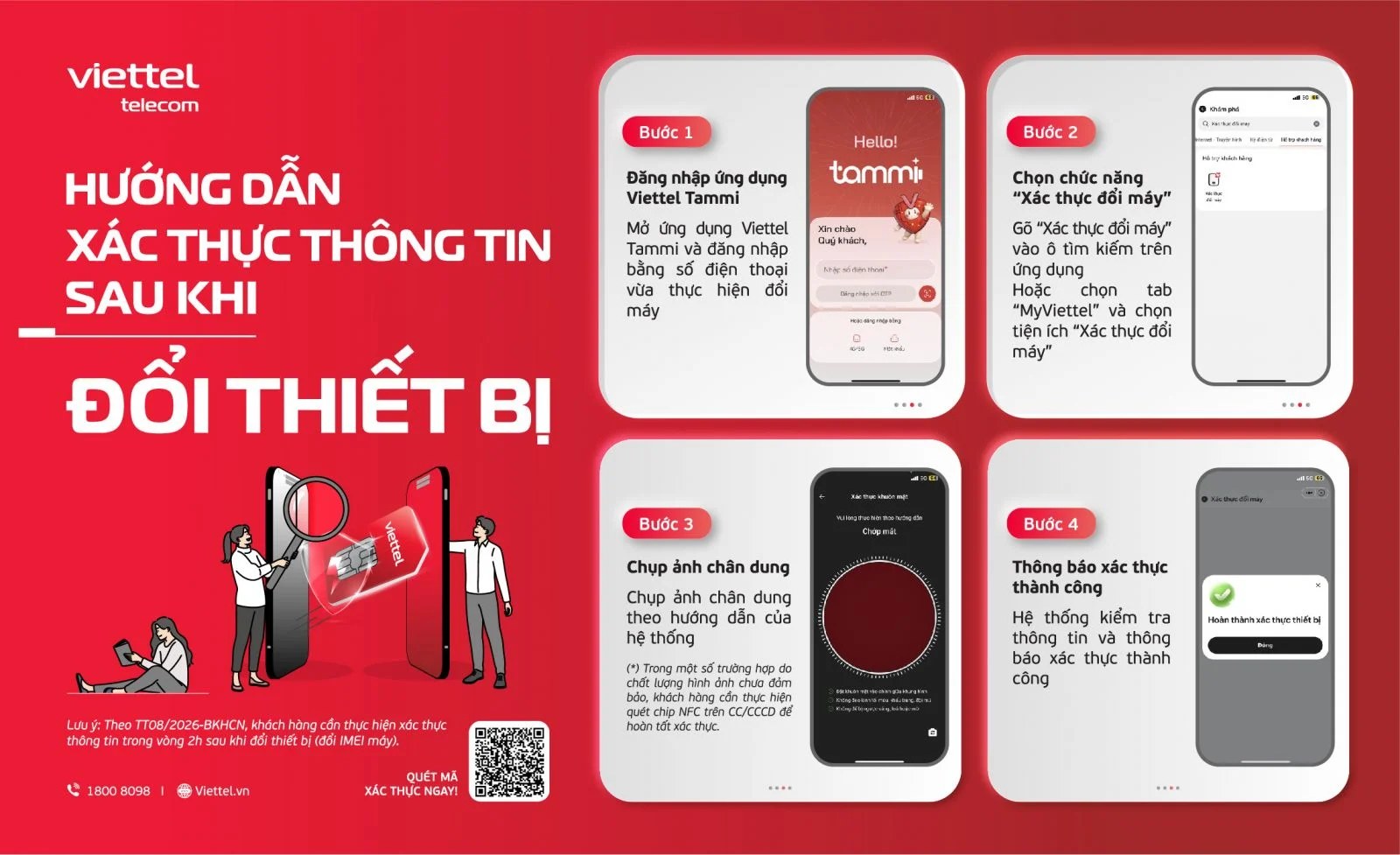 Hướng dẫn 4 bước xác thực thuê bao Viettel sau khi đổi thiết bị trên Viettel Tammi