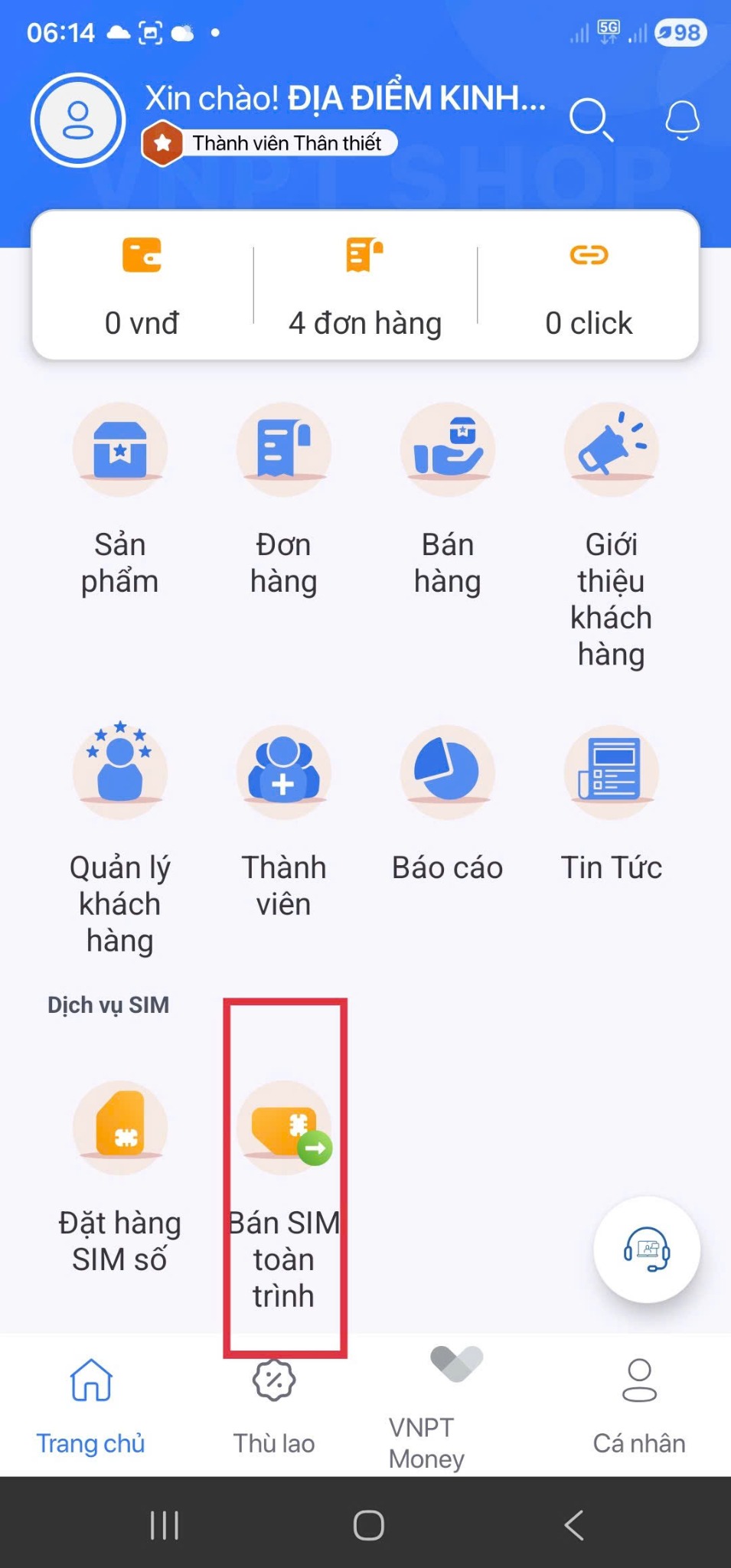 Chọn Bán SIM toàn trình trên DigiShop