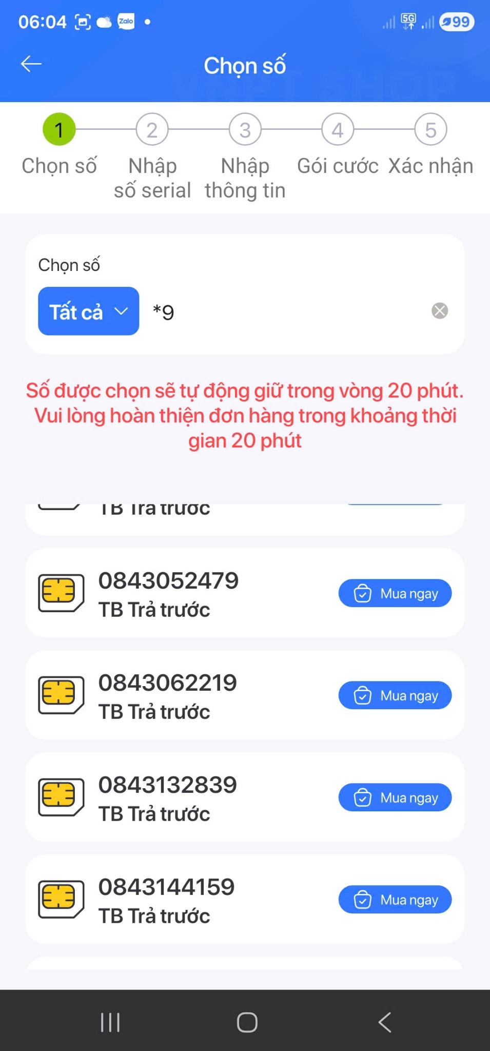 Danh sách số đuôi 9 trên DigiShop