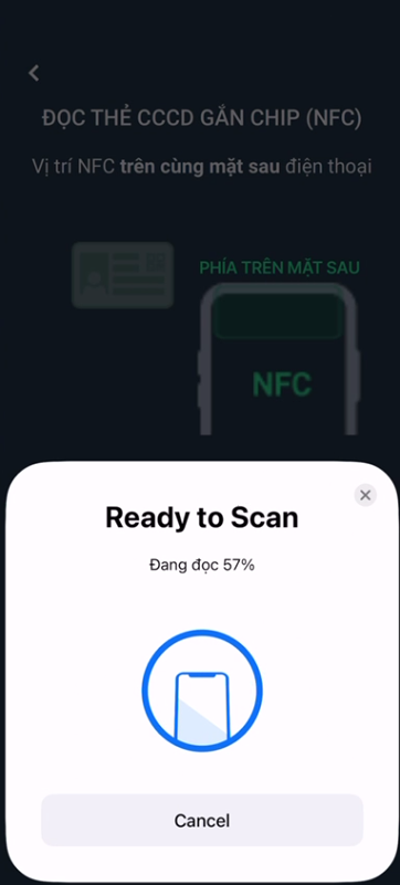 Tiến hành đọc NFC trên CCCD gắn chip