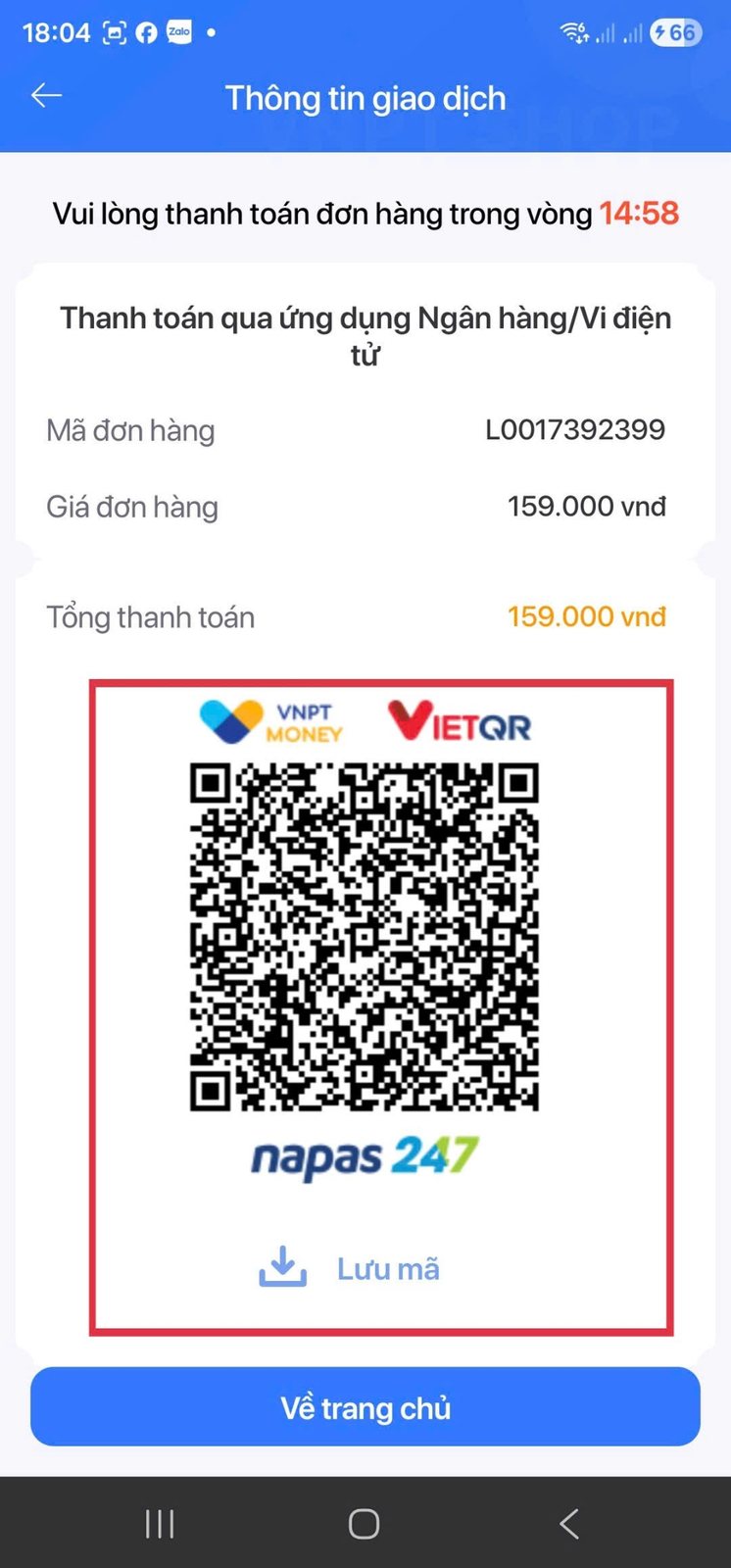 Mã QR thanh toán đơn hàng DigiShop