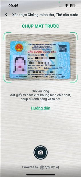 Chụp mặt trước căn cước công dân