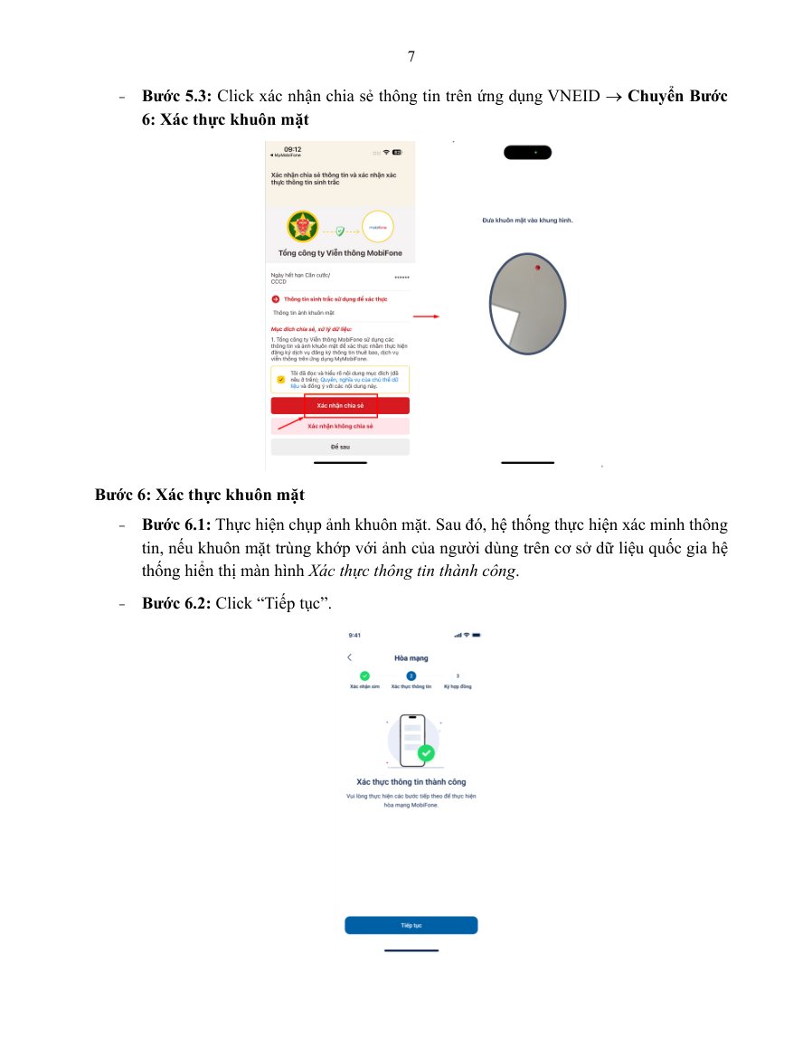 Xác thực khuôn mặt trên My MobiFone