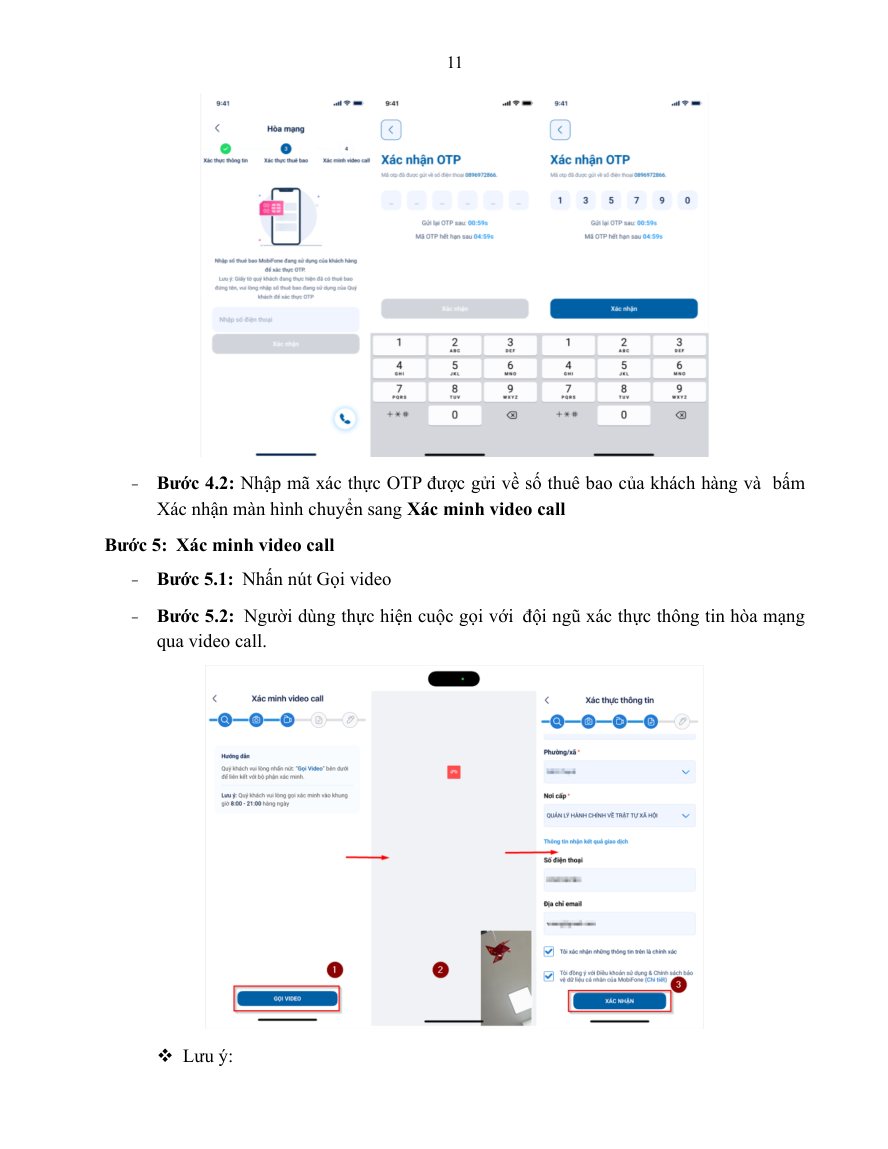 Xác nhận OTP với số MobiFone đã sở hữu nếu có