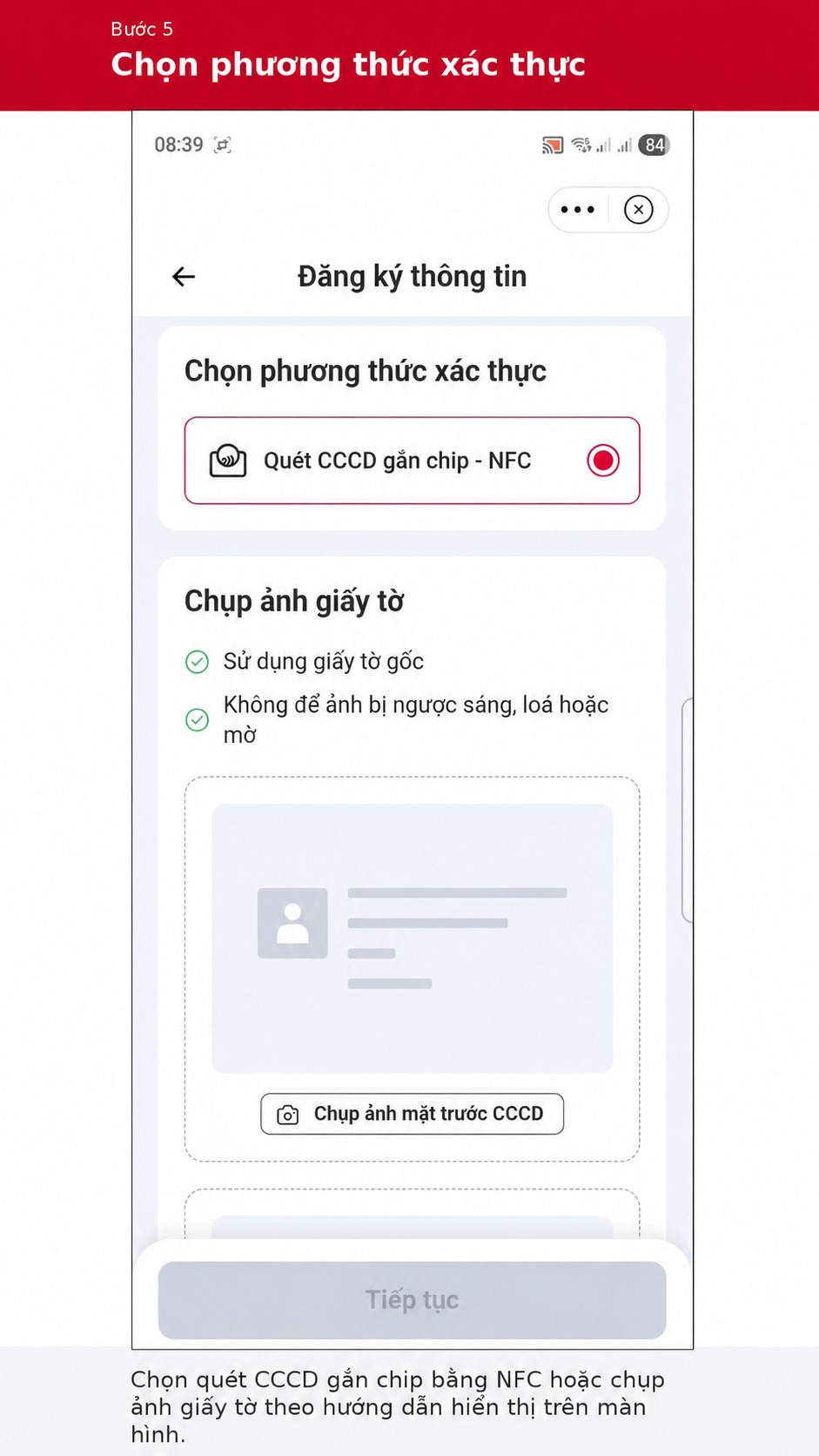 Chọn phương thức xác thực thông tin thuê bao trên Viettel Tammi