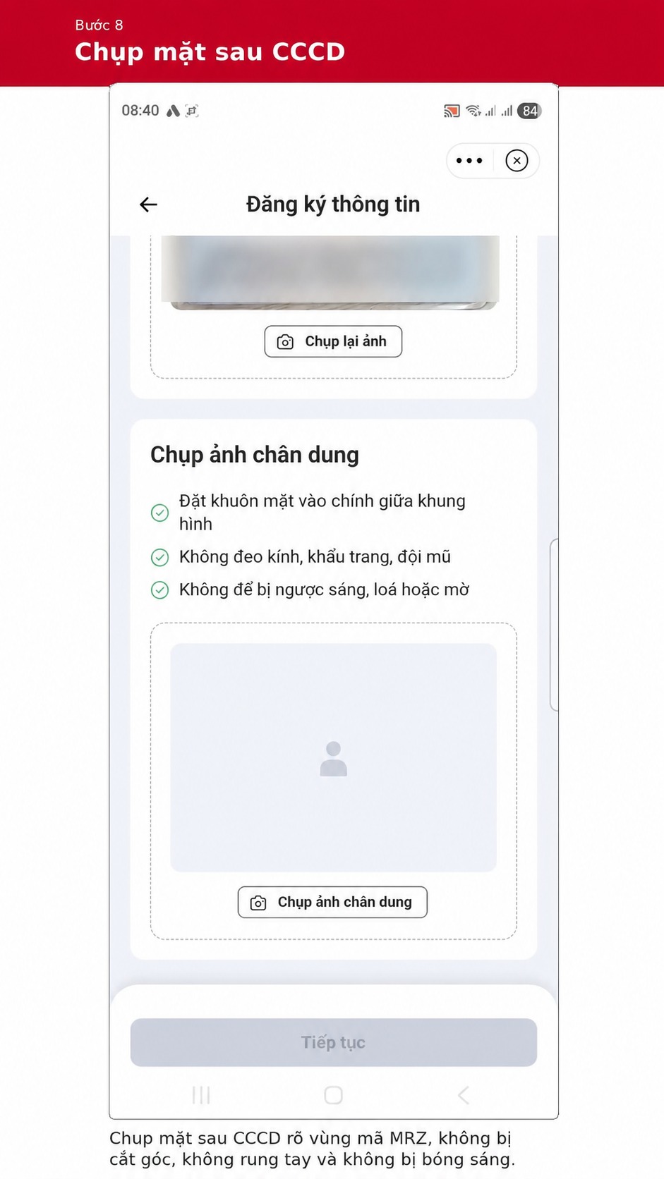 Chụp mặt sau CCCD rõ mã MRZ khi đăng ký thông tin thuê bao Viettel