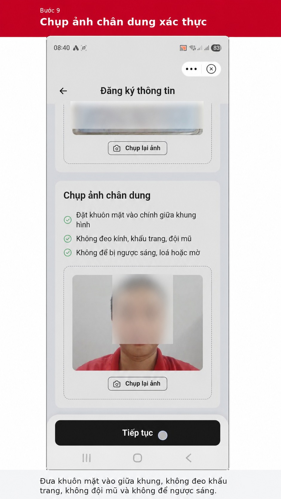 Chụp ảnh chân dung xác thực khi đăng ký thông tin SIM Viettel