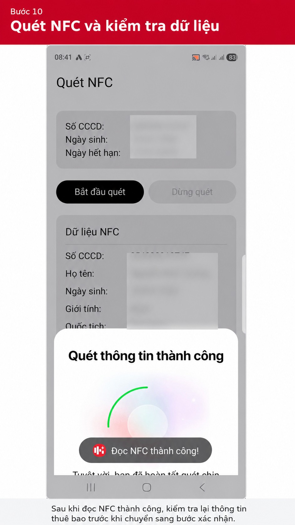 Quét NFC CCCD gắn chip và kiểm tra dữ liệu trên Viettel Tammi